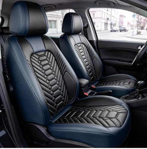 Foneso Automotive Seat Covers, Leather Car Seat Covers Front & Back Seat, 5 Seats Luxury Car Seat Protectors Waterproof Universal Fit for Sedan, SUV, Pickup Truck — view 2