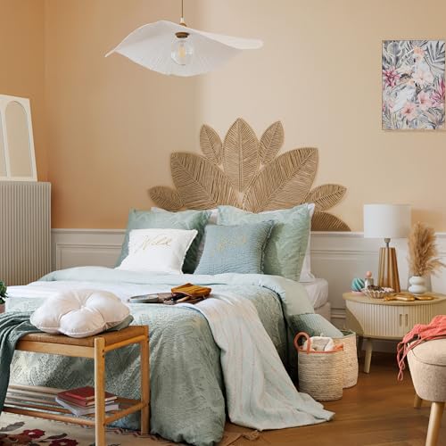 Miniatura 5 de Atmosphera - Decoración De Pared De Papel Tejido Y Metal Meera - 160 X 80 Cm - Decoración Colgante Bohemia Con Forma De Hoja En Beige - Para Dormitorio, Salón, Comedor Y Cabecero