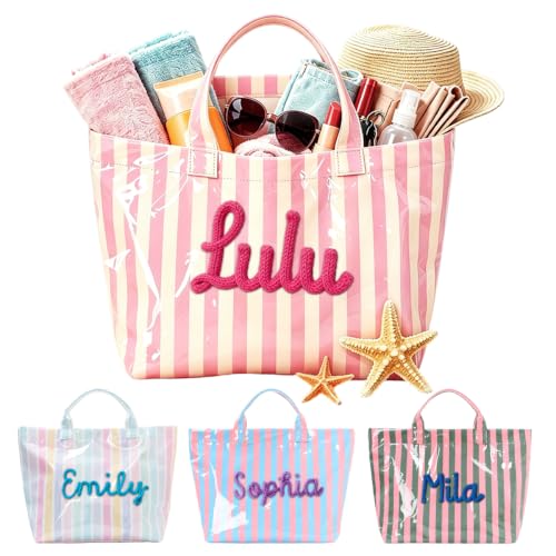 Bolso tote a rayas de PVC para mujer miniatura 1