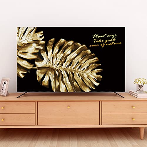 Generico Custodia Protettiva TV Impermeabile 19 "- 80" 22 pollici da 75 cover decorativo per schermo TV PC paesaggio foglie di palma impermeabile nero(32")