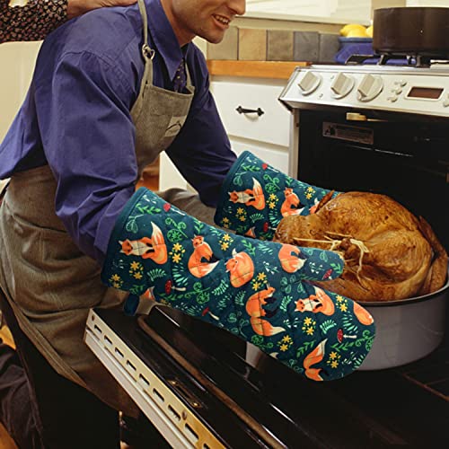 Heat-Resistant-Kitchen-Oven-Mitts-with-Non-Slip-Silicone-Printed-Set-of-2-Oven-Gloves-for-BBQ-Cooking-Baking-Grilling-BarbecueMicrowave-Machine-Washable-Fox-Oven-Mitts Heat Resistant Kitchen Oven Mitts with Non Slip Silicone Printed Set of 2 Oven Gloves for BBQ Cooking Baking Grilling BarbecueMicrowave Machine Washable Fox Oven Mitts