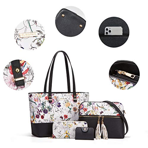 Image of Women Fashion Handbags Wallet Tote Bag Shoulder Bag Top Handle Satchel Purse Set 4pcs