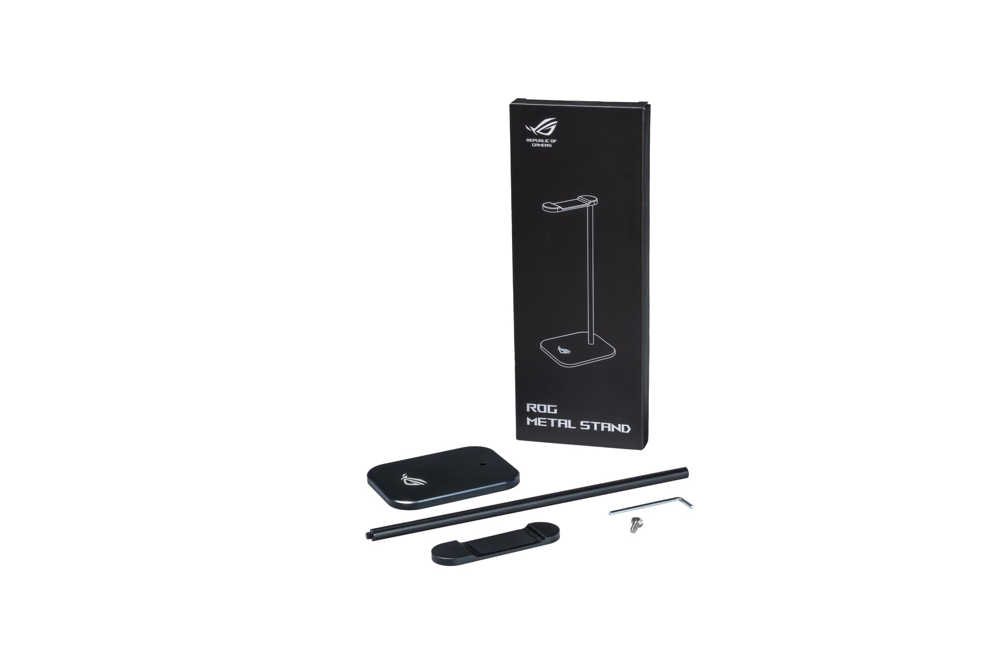 ASUS ROG metalowy stojak na słuchawki, metalowa rama, antypoślizgowa gumowa podstawa, wysokość 27,5 cm, zdejmowany, czarny