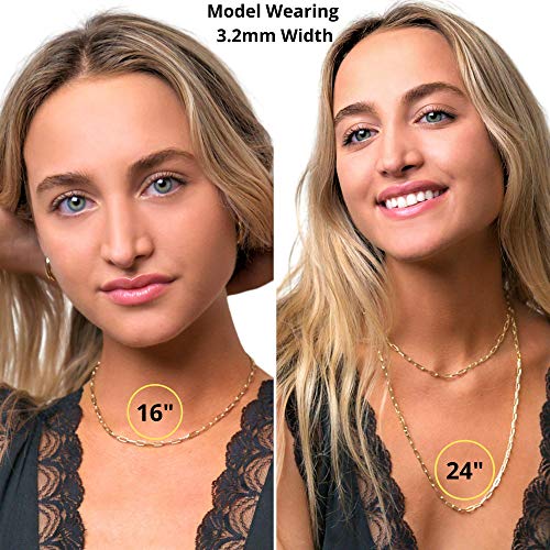 Gold Paperclip Chain Necklace For Women - Gold Paperclip Necklace For Women - Paper Clip Chain Necklace - Paper Clip Necklaces - Gold Link Chain Necklace For Women (Gold Plated 16 Inch 3.2Mm) #TOP1
