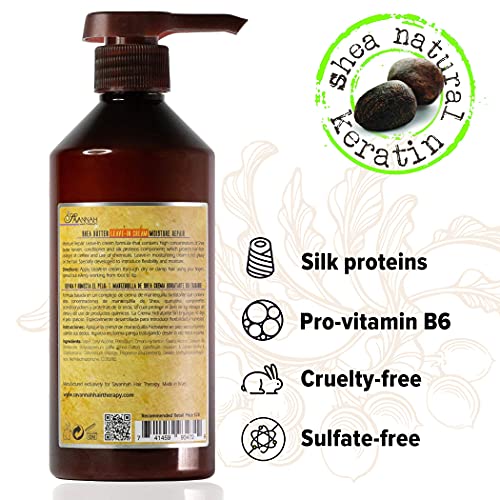 Savannah Hair Therapy Leave In Cream – Leave In Conditioner For Dry Damaged Or Color Treated Hair With Shea Butter, 16.9 Oz Cotton And Silk Protein, Vitamin B6- Sulfate Free Moisture Repair Treatment #TOP4