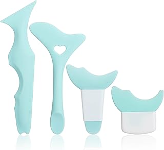 Zeuku 4Pcs Eyeliner Tool, Eyeliner Stencils， Eyeshadow Crease Line Kit, Silicone Winged Eyeliner Tool Helper for Beginners Eyeliner Stencils Wing Tips Multi-Purpose Eye Make-Up Tool for Eyeliner, Eyelash, Eyebrow, Lip Line, Face Contour (blue)