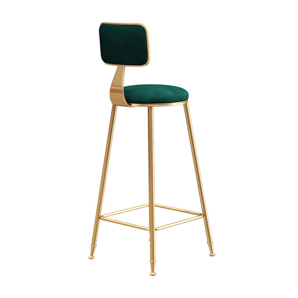 Silla de comedor café con respaldo, cojín de terciopelo gris, patas de metal dorado, altura del asiento 74,9 cm