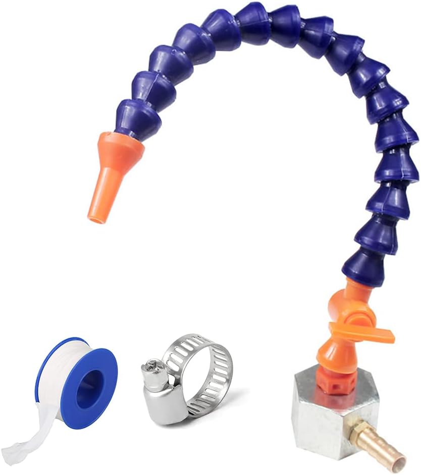 Magnetic Base with Barb Connector + 1/4"PT Round Nozzle Plastic Coolant Pipe with Switch Adjustable Flexible Water Oil Cooling Hose