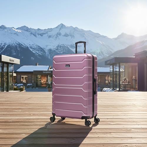Image of InUSA TREND Luggage with Spinner Wheels | Durable lightweight Hardside Suitcase, Travel Bag with Handle and Trolley | 32-inch Extra-Large Checked luggage | Rose Gold