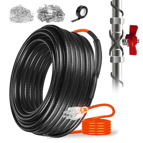 YKXJM Heating Cable for Metal and Plastic Home Pipes Energy-efficient Self-Regulating Pipe Heat Tape for Water Pipes Pipe Freeze Protection Keeps Water Flowing at -40 ETL Listed 120V (100FT)