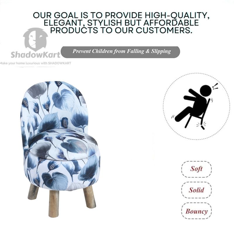 Image of Ottoman Kids pouffe Small Stool for Baby Chair Study Table Stool for Kids Room Baby Sofa Stepstool Children Cartoon Wooden Chair, 14x26 Inch, Leaf