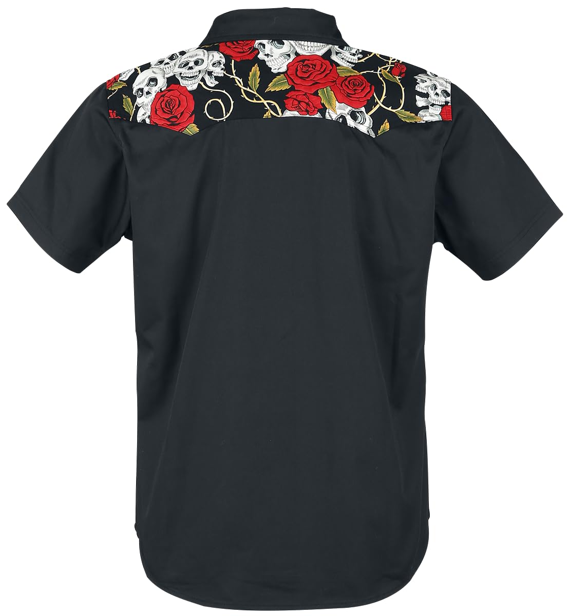 Banned Alternative Skull Rose Hombre Camisa Manga Corta Negro 60% poliéster, 40% algodón Regular