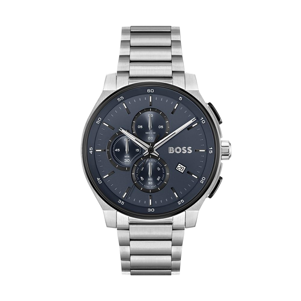 Men's Boss Peak 44Mm Chronograph Blue Dial & Stainless Steel Watch