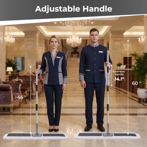 Image of 40 inch Commercial Dust Mop, Large Dust Mop with 2 Washable Pads, Grey