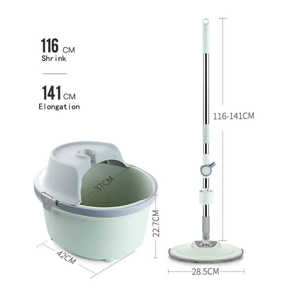 Sistema de Cubo para fregona giratoria: fregona giratoria de Microfibra con Cubo, Cabezales de fregona de Microfibra giratorios de 360 ​​Grados, Mango Ajustable para Limpieza del hogar Vision