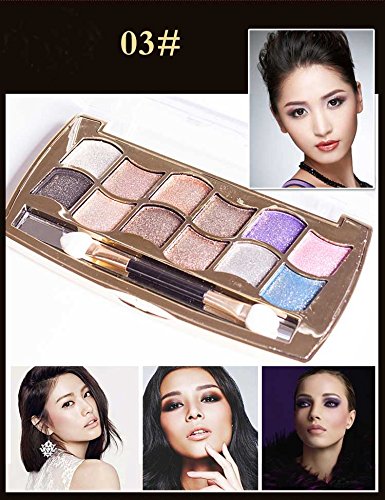 Tmalltide Professional Eye Makeup 12 Colors Eyeshadow Palette Gold Glitter Bright Shimmer Smoky Cosmetics Makeup Palette Diamond Bright Glitter Eye Shadow