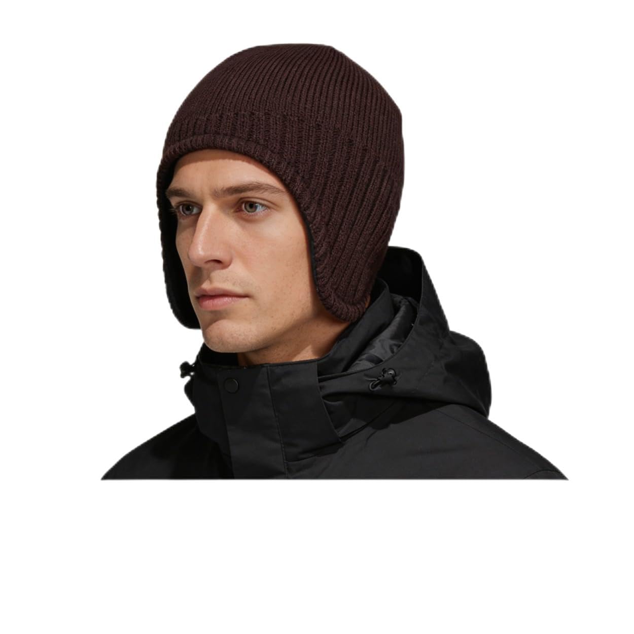 Magracy Men's Coffee Unisex Outdoor Winter Knit Earflap Hat Warm Fleece Lined Peruvian Beanie Hat