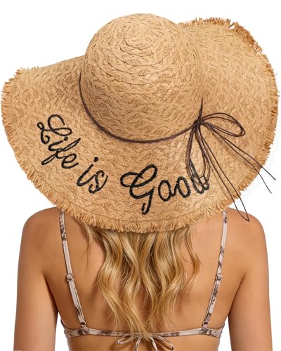 Sombrero de playa para mujer con ala ancha y protección UV miniatura 2