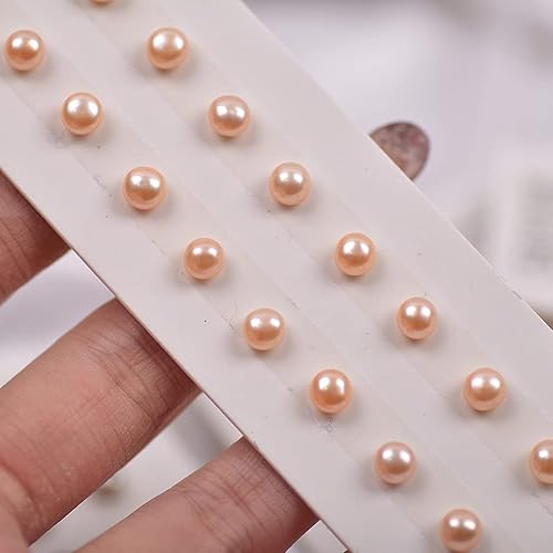 Miniatura 9 de Magik 5A, 10 pares de cuentas sueltas de agua dulce reales de 0.236 a 0.394 pulgadas, parte trasera plana, medio perforadas (0.236-0.256 in, blanco)