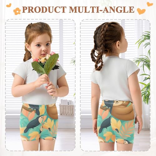 Toddler Biker Shorts for Girls Cotton Shorts for Under Dresses 4t Dance Clothes Cute Sloth Toucan Colorful Tropical4