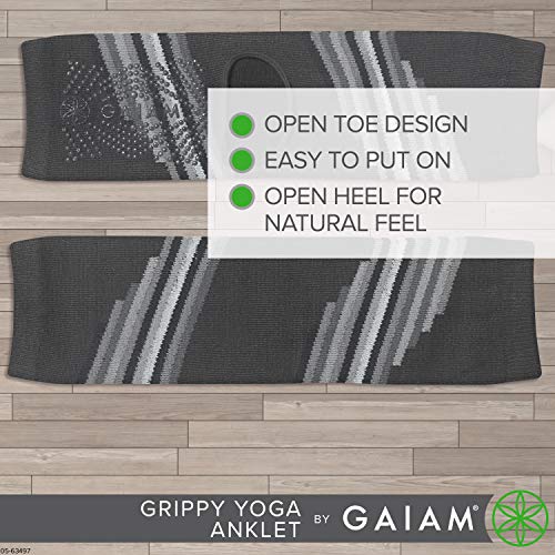 Gaiam Yoga Sock Anklets - Grippy Leg Warmer Ankle Socks for Yoga, Barre, Pilates, Dance, Aerobics - Smokey Grey