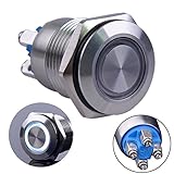 Ulincos Momentary Pushbutton Switch U16B1 1NO Silver Stainless Steel Shell with White LED Ring Suitable for 16mm 5/8