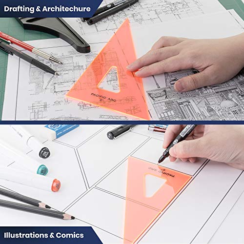 Triângulo profissional de 25,4 cm: fluorescente, borda lisa, 30/60 graus