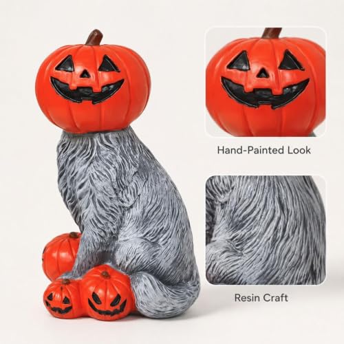 Chat en résine décoratif Halloween vintage pour table et étagère - 8