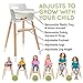 WeeSprout Wooden High Chair for Babies & Toddlers | 3-in-1 High Chair/Booster/Chair | Grows with Your Child | Adjustable Footrest/Legs | Removable Tray/Armrest | Modern Wood Design (White)