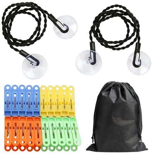 2 PCS Travel Washing Line Portable Washing Line with 20 Clips and Black Bag Camping Clothes Line Black Extendable Travel Laundry Line for Camping Travel Clothes Laundry Drying Outdoor