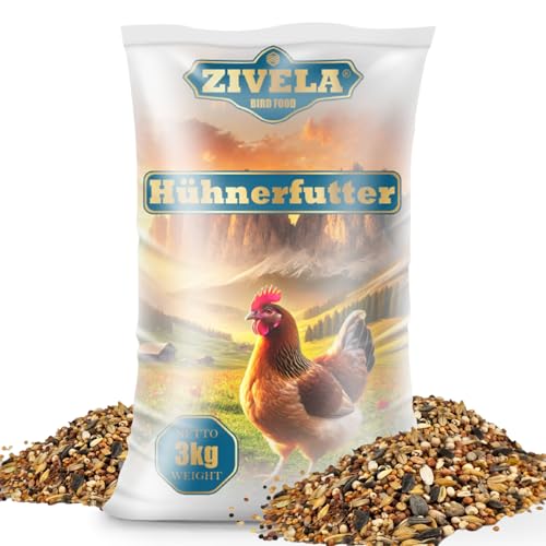 ZIVELA Nourriture pour poulets - 3 kg - Graines de volaille - Nourriture pour poules, oies, canards - Sans OGM - 100 % naturel - Mélange de grains 3 kg