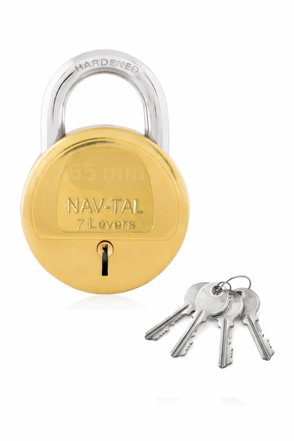 Perfect New-TAL 65 mm Hardened and Tested Double Locking Padlock, 8 Levers Brass Finished Body, Chrome and Hardened Shackle, with 4 Keys-image-15