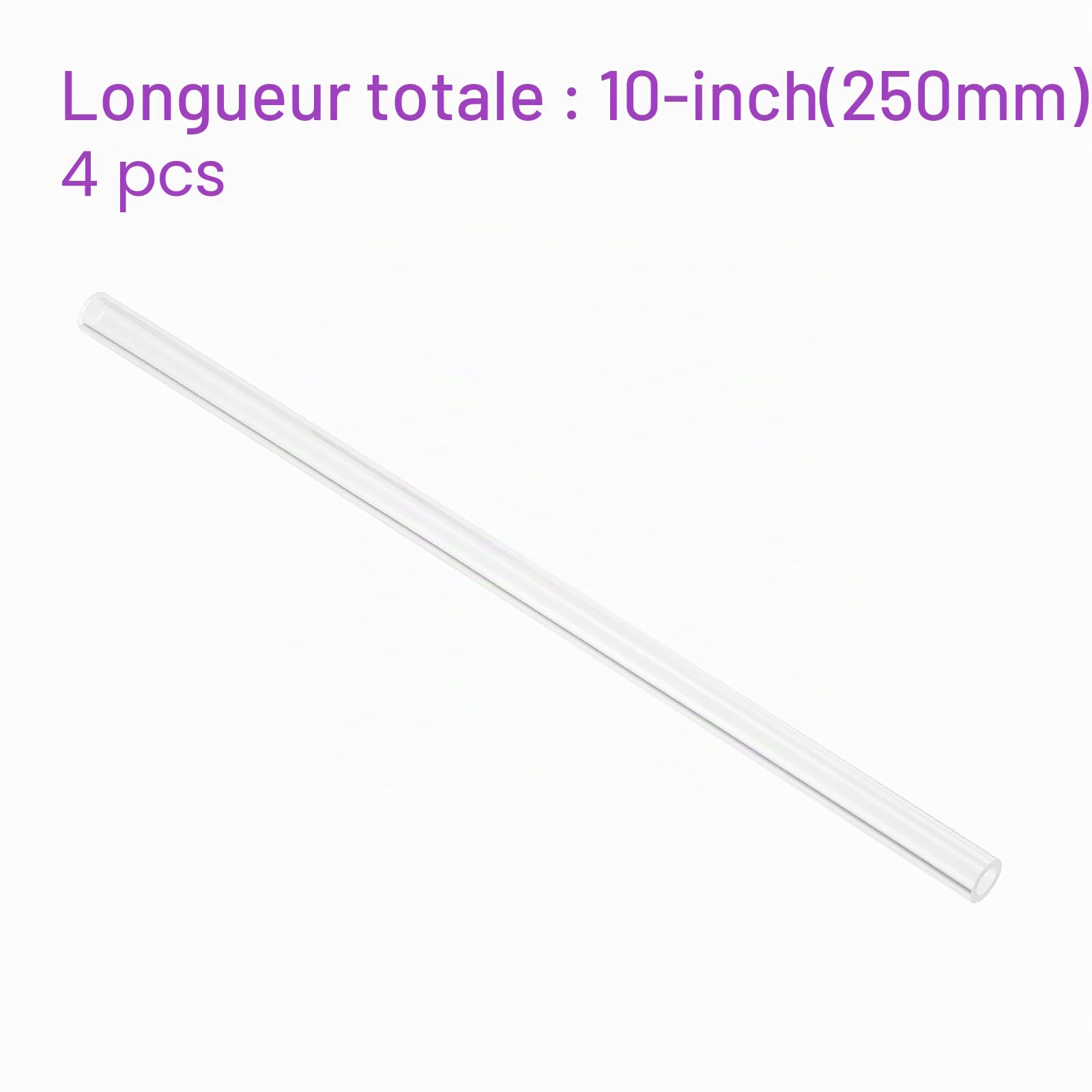 DMiotech 4Pcs 6mm x 8mm(1/4" x 5/16") Tuyau en Acrylique Transparent, Tube en Plastique Rigide de 10 Pouces pour Tuyau d'Eau d'Aquarium, Système de refroidissements par Eau, Plomberie