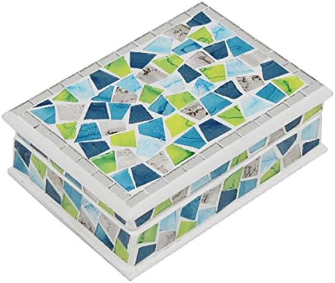 Jewellery box mosaic with mirror turquoise/blue/green