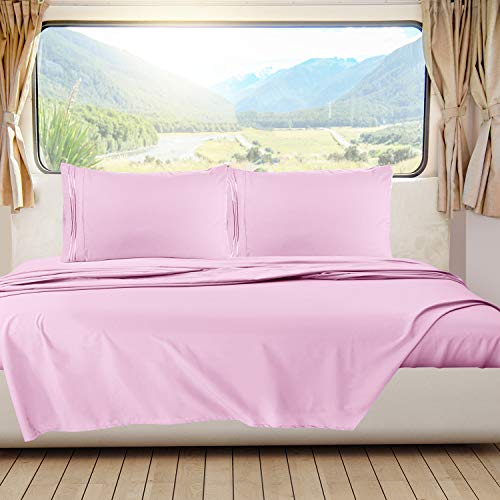 Nestl Bedding Short Queen Sheets, RV Sheets Set for Campers, Deep Pockets Fitted RV Bunk Sheets, 6-Piece 1800 Microfiber Bed Sheet Set, Cool & Breathable, RV Queen Sheets, Lilac