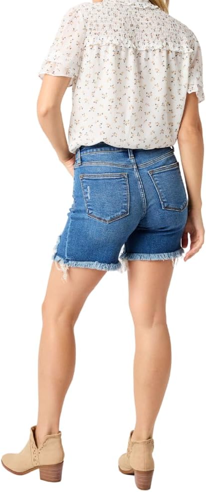 Judy Blue Mid Rise Destroy Fray Hem Shorts - Image 5