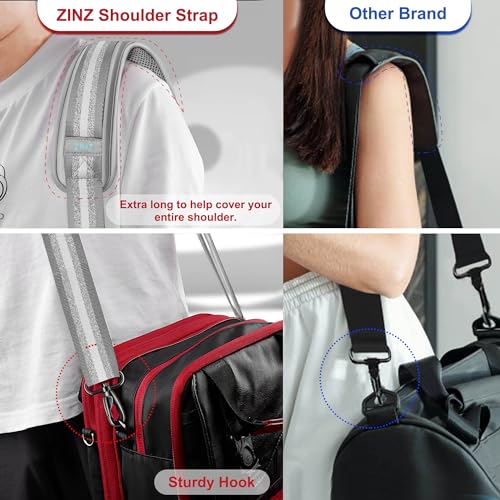 Image of ZINZ Shoulder Strap - 59 Inch Universal Heavy-duty Adjustable Strap with Ultra-thick Fixed Breathable Pad for Laptop, Gym, Camera Bag and More - Gray Silver Jacquard
