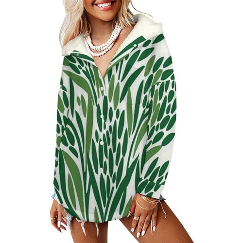 Veste peluche chaude et douce à motif coups de pinceau rayés sweat à capuche long d'hiver