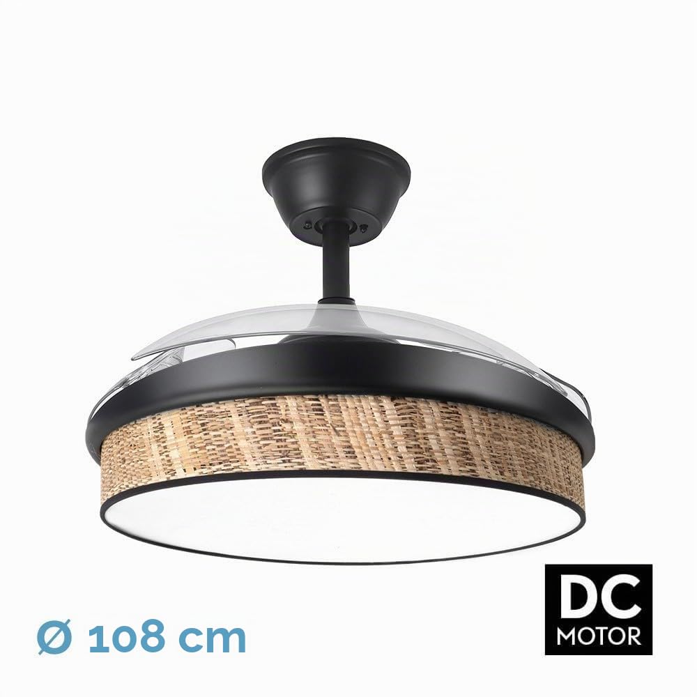 FABRILAMP AKUNADECOR Ventilador De Techo Dc Modelo Moda 72w Negro 108d 3aspas 7200lm