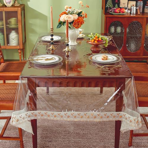Culinavog Tovaglia PVC Trasparente,150x 150cm,Tovaglia in plastica impermeabile,Copri Tavolo Trasparente Rettangolare,0.13mm Pellicola Protettiva per Tavolino Cucina Giardino Matrimoni Feste