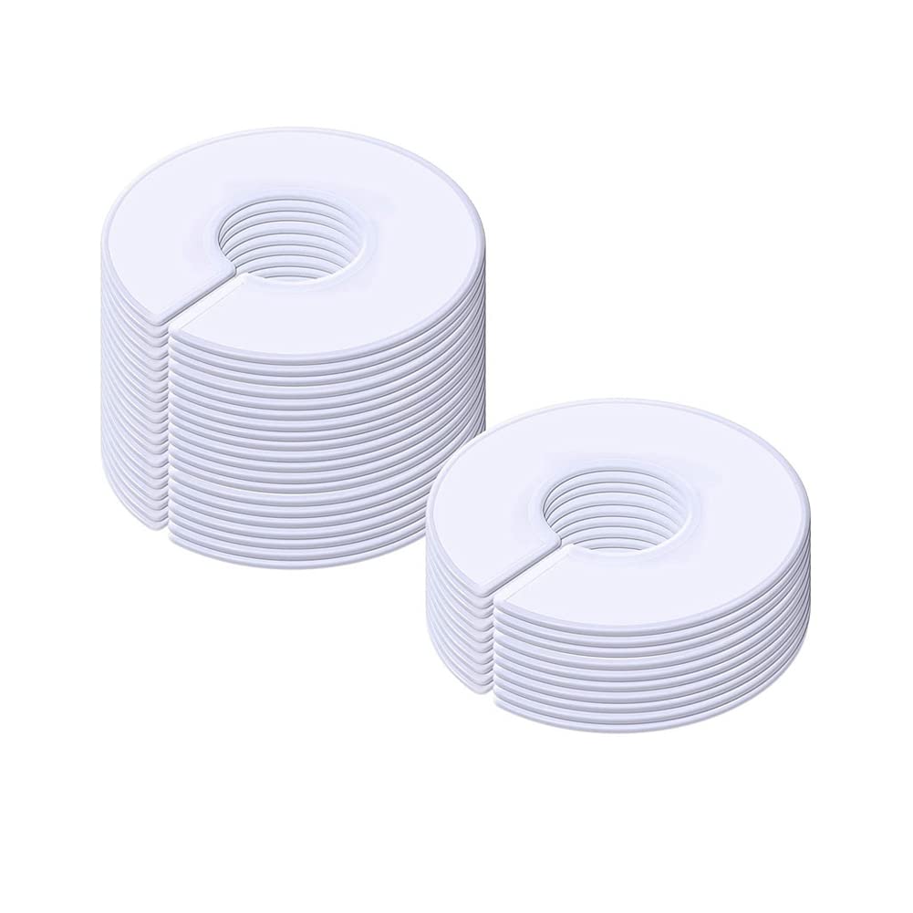 QUUPY 20PCS White Closet Dividers Clothes Organizers Clothing Rack Size Dividers Round Clothes Hanger Separator Dividers for Closet Garment