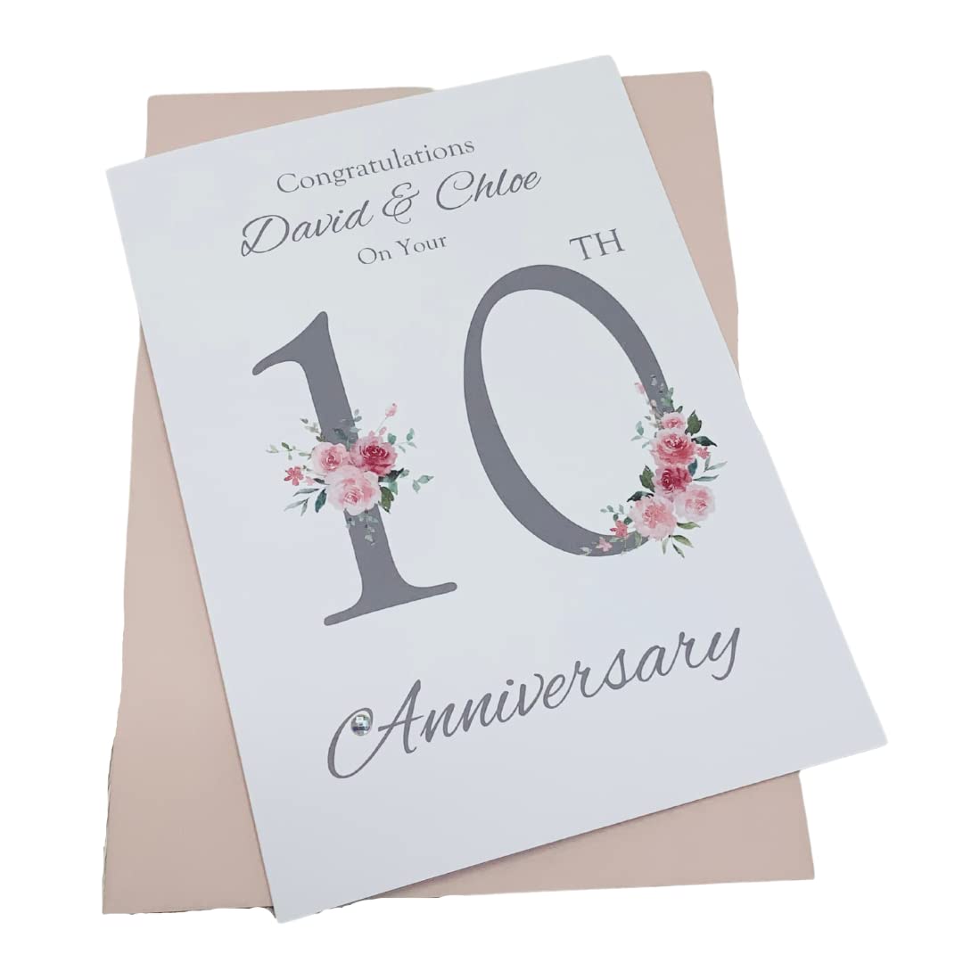 10th Wedding Anniversary Card Personalised Tin 10 Years - FN 10 โ image 1
