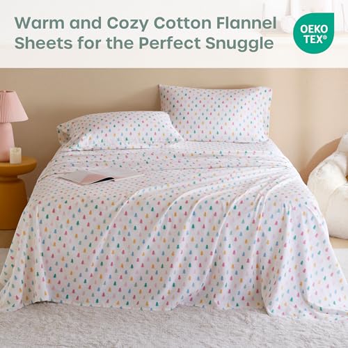 Image of Intelligent Design Flannel Sheets Full, Cozy Soft 100% Cotton Flannel Bedding, Printed Warm Full Sheets Set, Ultra Soft Cold Weather Bed Sheet Set, Tree Block, 4 Piece