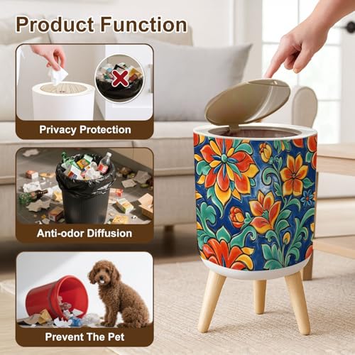 Caneca de basura redonda con tapa y base de plástico 7L miniatura 6