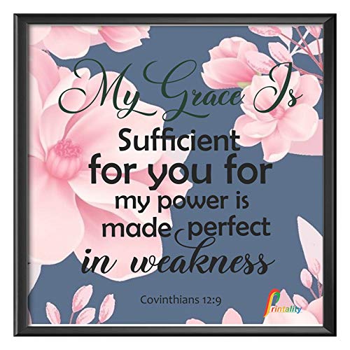 Printality Wall Photo Frame My Grace Bible Verse Printed Wall Hanging Big Size 12 x 12 inches Photo Frames for wall dacoration