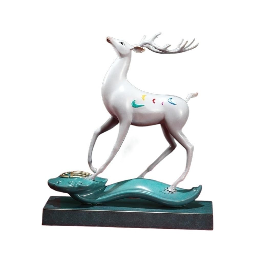Bronze Living Room Ornaments Vintage Bronze Deer Desktop Ornaments Home Living Room Office Chinese Handmade Statue Crafts Decorations Ornaments to Attract Wealth