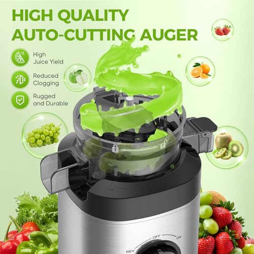 Juicer Machines, Cold Press Juicer Fit Whole Fruits and Vegetables, Slow Masticating Juicers with Wide Feed Chute, High Juice Yield, BPA Free by PSIIDAN - Image 4