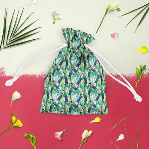 Image of ArtzFolio Exotic Birds & Beautiful Flowers D2 | Pouch Wrist Potli Bag | Bag for Weddings & Casual Parties