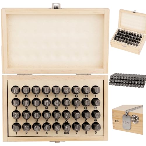 HORUSDY 36-Piece Number and Letter Stamp Set 5/16 (8mm) (A-Z) Punch Perfect for Imprinting Metal Stamping kit Plastic Wood Leather