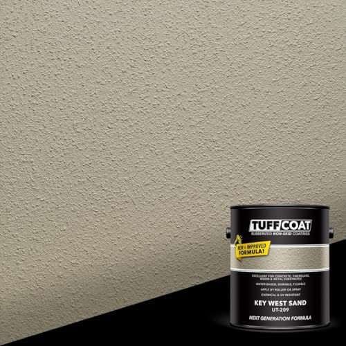 Image of Tuff Coat Medium Texture Rubberized Non-Skid Deck Coating - Textured Non-Slip Safety Surface for Pool Decks, Docks, Boat Ramps, Patios, Walkways & High-Traffic Areas (UT-209 Key West Sand 5-gallon)